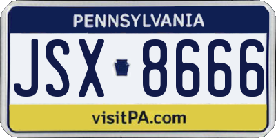 PA license plate JSX8666