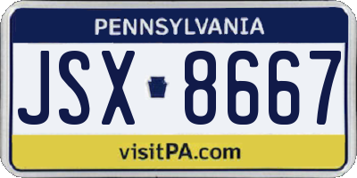 PA license plate JSX8667