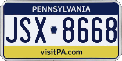 PA license plate JSX8668