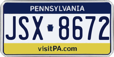 PA license plate JSX8672