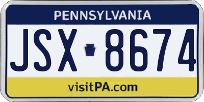 PA license plate JSX8674