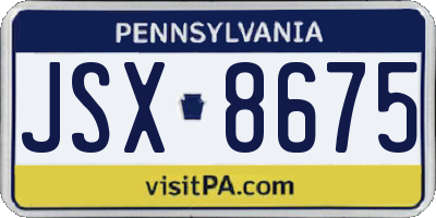 PA license plate JSX8675