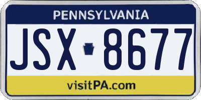 PA license plate JSX8677