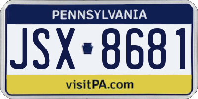 PA license plate JSX8681