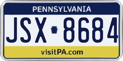 PA license plate JSX8684