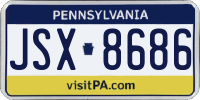 PA license plate JSX8686
