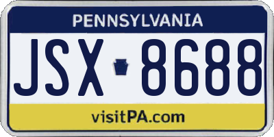 PA license plate JSX8688