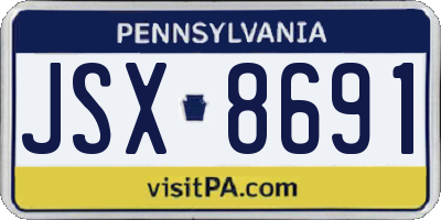 PA license plate JSX8691