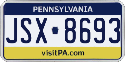 PA license plate JSX8693