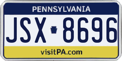 PA license plate JSX8696