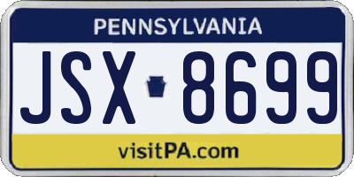 PA license plate JSX8699