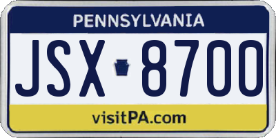 PA license plate JSX8700