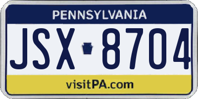 PA license plate JSX8704