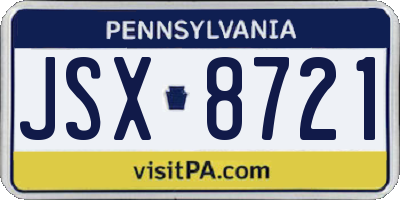 PA license plate JSX8721