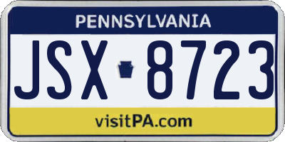 PA license plate JSX8723