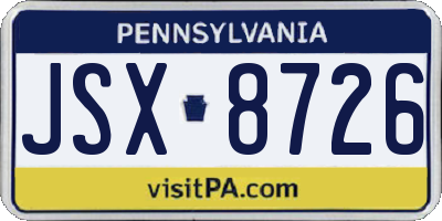 PA license plate JSX8726