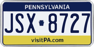PA license plate JSX8727