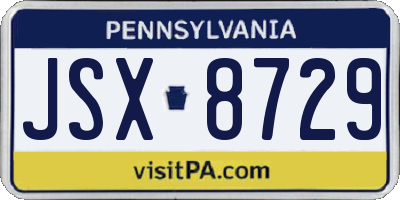 PA license plate JSX8729