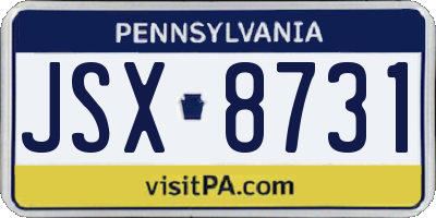 PA license plate JSX8731