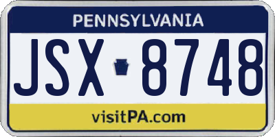 PA license plate JSX8748