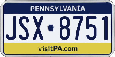 PA license plate JSX8751