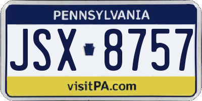 PA license plate JSX8757