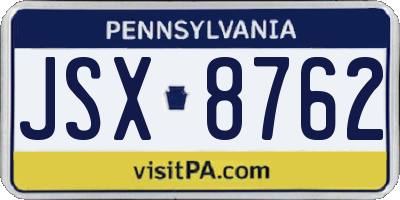 PA license plate JSX8762
