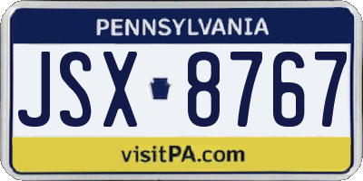 PA license plate JSX8767