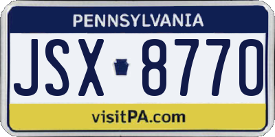 PA license plate JSX8770