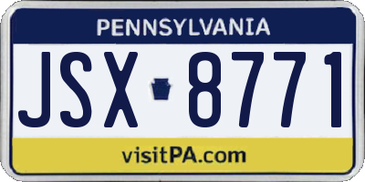 PA license plate JSX8771