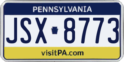 PA license plate JSX8773