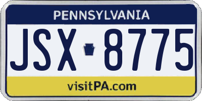 PA license plate JSX8775