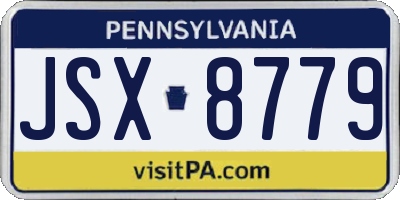 PA license plate JSX8779