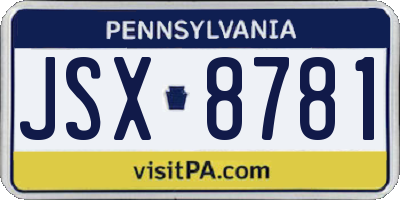 PA license plate JSX8781
