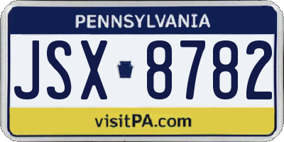 PA license plate JSX8782
