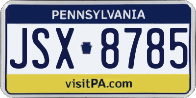 PA license plate JSX8785