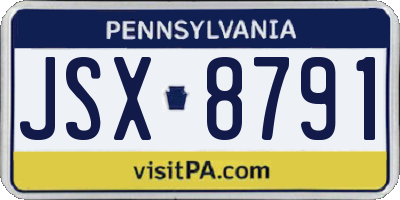 PA license plate JSX8791