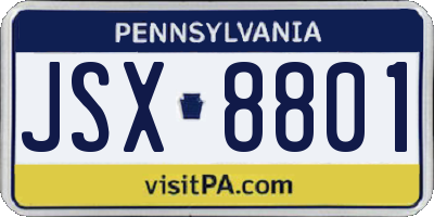 PA license plate JSX8801