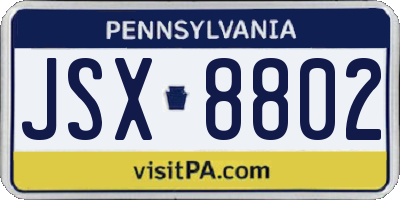 PA license plate JSX8802