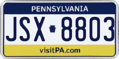 PA license plate JSX8803