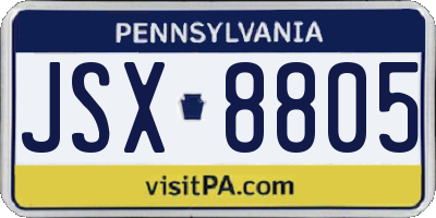 PA license plate JSX8805