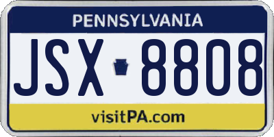 PA license plate JSX8808