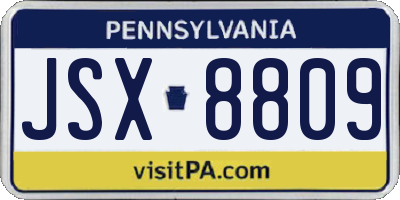 PA license plate JSX8809