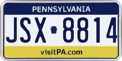 PA license plate JSX8814