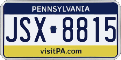 PA license plate JSX8815
