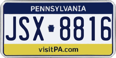 PA license plate JSX8816