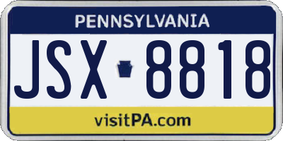 PA license plate JSX8818