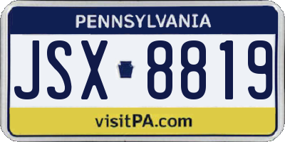 PA license plate JSX8819