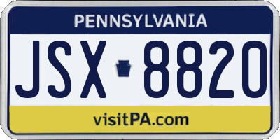 PA license plate JSX8820