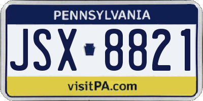 PA license plate JSX8821